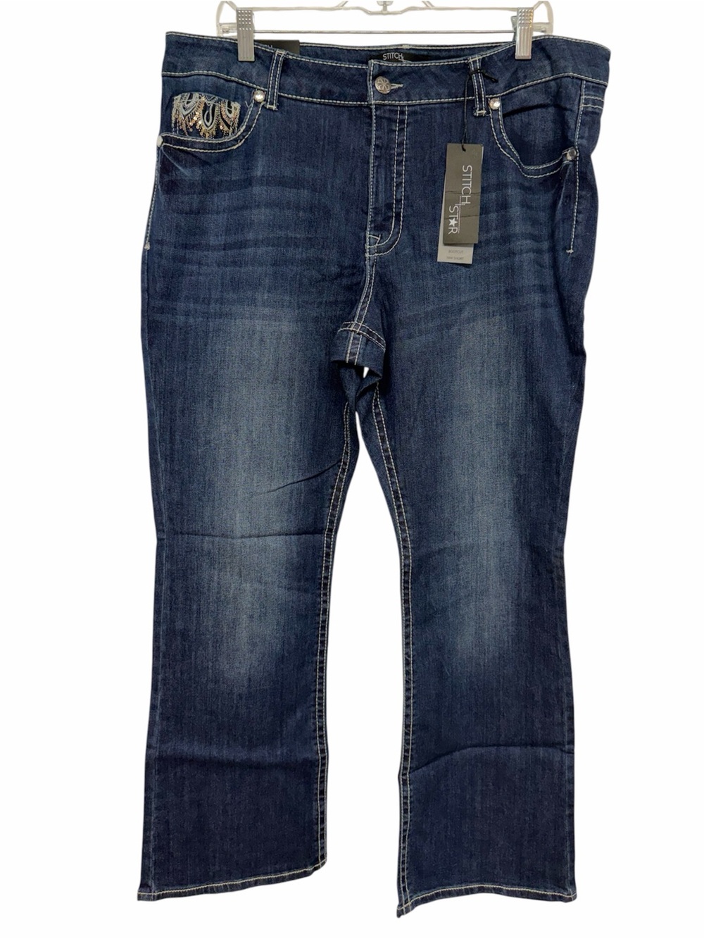 Stitch Star 18W Short Embellished Pocket Bootcut Jeans NWT Plus Size